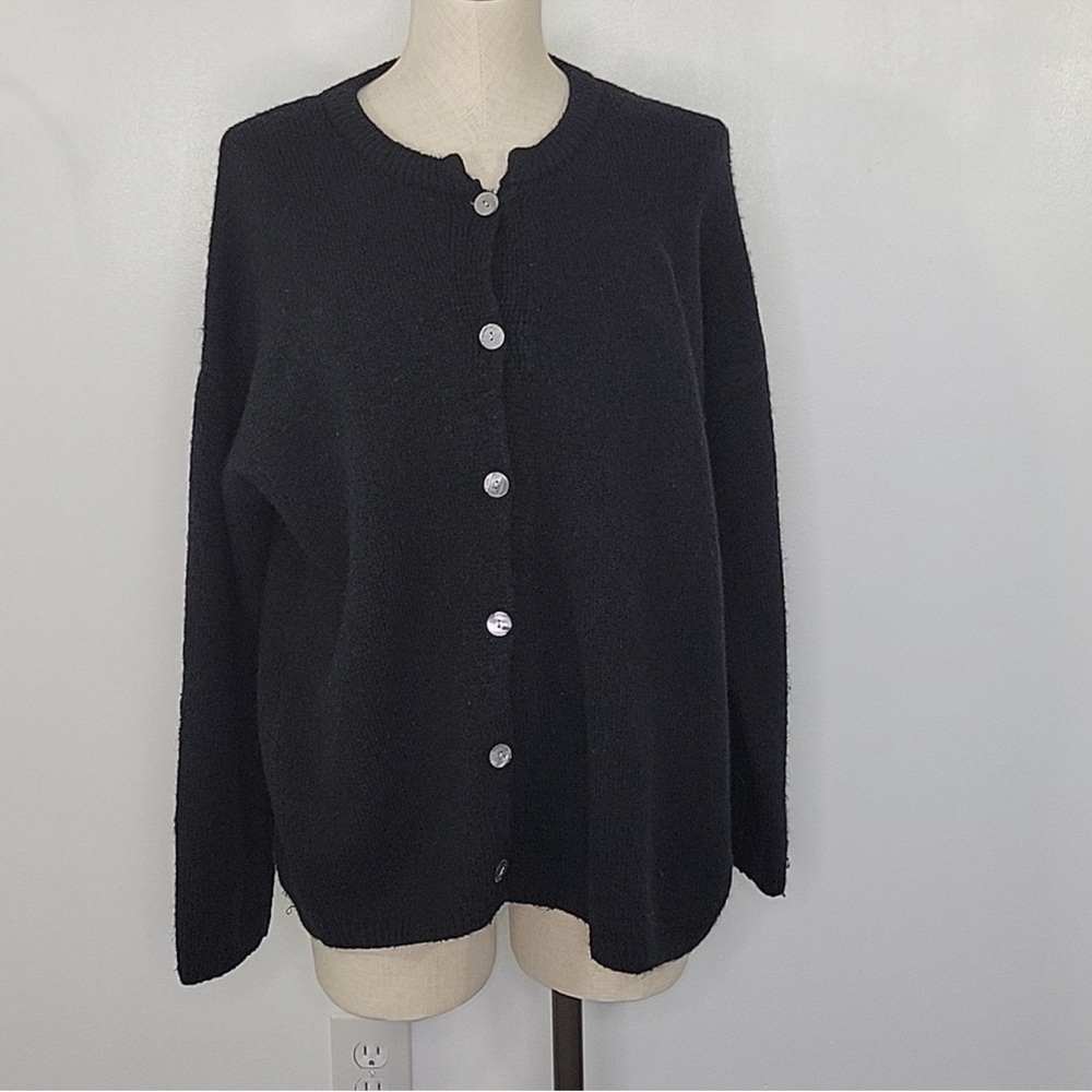 Toteme Black Cashmere Blend Asymmetrical  Noma Cardigan Sweater SZ M